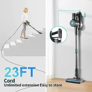 Moolan Corded Stick Vacuum Cleaner, 18Kpa Powerful Suction, 6 in 1 Lightweight Vacuum with LED Lights, 600W Multiple Surfaces Vacuum Cleaners for Home Pet Hair Hard Floor