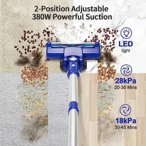 Moolan Cordless Vacuum Cleaner, 6 in 1 Lightweight Stick Vacuum with Powerful Suction, Rechargeable 40min Runtime 180° Rotating for Home Hardwood Floor