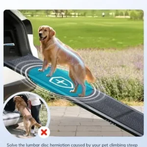 Morpilot Dog Ramp for Car, 63″ Long & 17″ Wide Folding Portable Pet Ramp with Non-Slip Carpet Surface, Lightweight & Durable Dog Ramps for Large Dogs up to 200LBS, Dog Ramp for Cars, Suvs & Trucks