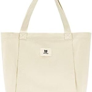 Moyaqi Canvas Tote Bag with Yoga Mat Carrier Pocket Carryall Shoulder Bag for Office, Workout, Pilates, Travel, Beach and Gym