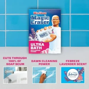 Mr. Clean Magic Eraser Ultra Bath Multi Purpose Cleaner for Bathroom, Soap Scum Remover for Shower, 5ct