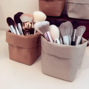 Multi-Function Kraft Paper Cosmetics Toiletry Bag Makeup Brushes Storage Men Women Beauty Tools Dopp Kit Pouch Wash Accessories (Color : Gris)