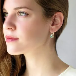 Multicolored Austrian Crystal Leverback Earrings for Women 14K Gold Plated Dangle Hoop Earrings Hypoallergenic Jewelry