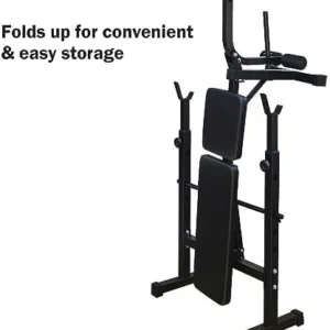 Multifunctional Workout Barbell Stand Olympic Weight Bench, Bench Press Set with Squat Rack and Bench for Home Gym Full-Body Workout 67.72 x 32.68 x 46.46 In