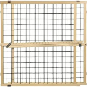 MYPET North States Wire Mesh Dog Gate: 29.5-50″ Wide. Pressure Mount. No tools needed. Made in USA. Dog Gate 31″ Tall, Expandable, Durable Dog Gates for Doorways, Sustainable Hardwood