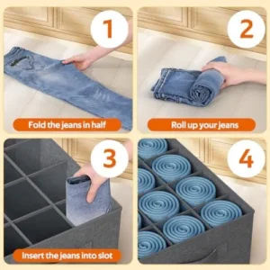 MZY LLC Closet Organizers and Storage,12 Cell Drawers Organizer Grid Storage Box for Organizer,Jeans, T-shirt, Wardrobe Shelf Dividers Closets Organization (3 Pcs)