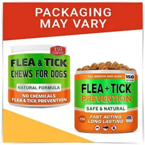 Natural Flea & Tick Prevention for Dogs Chewable Tablets – Flea & Tick Control Supplement – Oral Flea Pills for Dogs – All Breeds and Ages – Soft Chews Made in USA