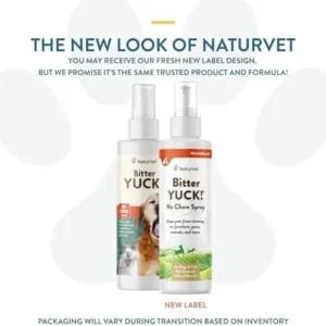 NaturVet Bitter Yuck! No Chew Spray for Dogs, Cats, and Horses Pet Training Spray, Liquid, Made in The USA, 8 Ounce