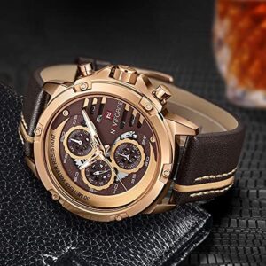 NAVIFORCE Sport Military Watches for Men Waterproof Watch Analog Quartz Leather Band Date Calendar Clock Wristwatch