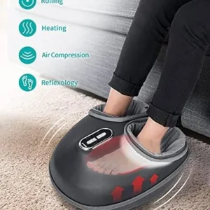 Nekteck Shiatsu Foot Massager Machine with Soothing Heat, Deep Kneading Therapy, Air Compression, Improve Blood Circulation and Foot Wellness,Relax for Home or Office Use(Gray)