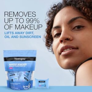 Neutrogena Makeup Remover Wipes Singles, Daily Facial Cleanser Towelettes, Gently Removes Oil & Makeup, Alcohol-Free Makeup Wipes, Individually Wrapped, 20 ct