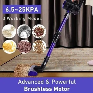 Nicebay® Cordless Vacuum Cleaner, 25Kpa Super Suction 280W High-Speed Brushless Motor Cordless Stick Vacuum, Detachable Battery Up to 50min Runtime Vacuum Cleaner for Home Hardwood Floor Carpet Pet