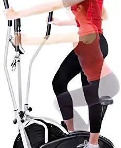 Nightcore 2 in 1 Elliptical Fan Bike Dual Cross Trainer Machine, Workout Exercise Bike with Electronic Display Screen Adjustable Seat & Two Pairs of Armrests for Indoor Home Office Gym Use, Black