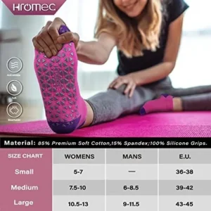 Non Slip Yoga Socks with Grips for Pilates, Ballet, Barre, Barefoot, Hospital Anti Skid Socks for Women and Men