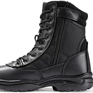 NORTIV 8 Men’s Military Tactical Work Boots Side Zipper Leather Motorcycle Combat Boots (6-8 Inches)