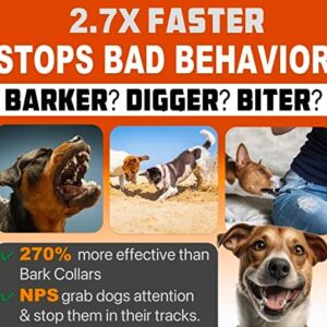 NPS Dog Bark Deterrent Devices w/ 3X Sonic emitters 50ft Range | Professional Dog Training Tool, Anti Bark Device for Dogs |Best Behavior Aid – Barking Silencer Indoor & Outdoor, Rechargeable