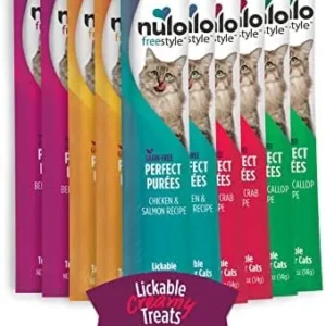 Nulo Freestyle Grain-Free Perfect Purees Premium Wet Cat Treats, Squeezable Meal Topper for Felines, High Moisture Content to Support Hydration, 0.5 Ounces in each Lickable Wet Cat Treat Pouch