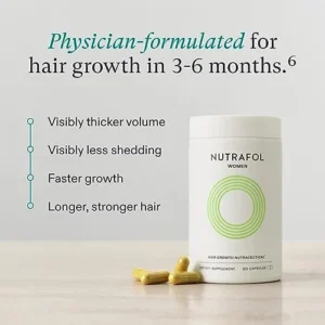 Nutrafol Women’s Hair Growth Supplements, Ages 18-44, Clinically Proven Hair Supplement for Visibly Thicker and Stronger Hair, Dermatologist Recommended – 1 Month Supply, 1 Refill Pouch