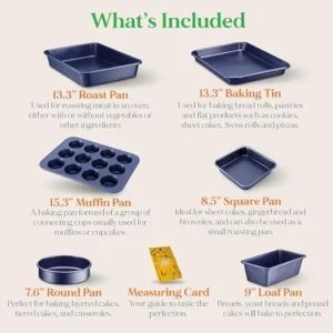 NutriChef Non-Stick Kitchen Oven Baking Pans – Carbon Steel with Non-stick Blue Diamond Coating Inside & Outside, Commercial Grade Restaurant Quality Metal Bakeware, Dishwasher Safe – NCBK6TRB