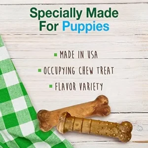 Nylabone Healthy Edibles Natural Puppy Treats Variety Pack – Puppy Supplies – Roast Beef, Bacon, Turkey & Apple Flavors, X-Small/Petite (3 Count)