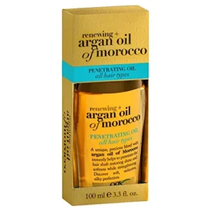 OGX Renewing + Argan Oil of Morocco Penetrating Hair Oil Treatment, Moisturizing & Strengthening Silky Oil for All Hair Types, Paraben-Free, Sulfated-Surfactants Free, 3.3 fl oz