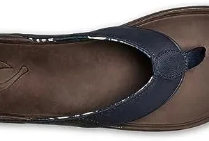 OLUKAI Tauhine Men’s Beach Sandals, Quick Dry Flip-Flop Slides, Waterproof Full-Grain Leather & Wet Grip Soles, Soft Comfort Fit & Arch Support