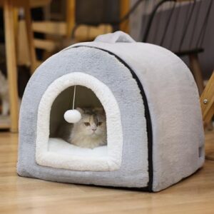 OMIVIER Cat Bed for Indoor Cats，Foldable cat cave，Anti-Slip & Water-Resistant Bottom，cat Houses for Indoor Cats or Small Dogs, Kitten Tent, Rabbit Bed，cat beds & Furniture