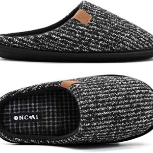 ONCAI Mens Cozy Memory Foam Scuff Slippers Slip On Warm House Shoes Indoor/Outdoor With Best Arch Surpport Size 7-15