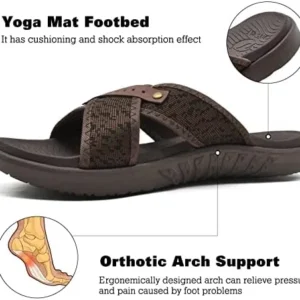 ONCAI Mens Criss Cross Sandals,Arch Support Recovery Sport Slippers Slides with Plantar Fasciitis Orthotic Footbed