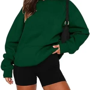 onlypuff Pullover Hoodies for Women Long Sleeve Sweatshirt Kangaroo Pocket Solid Basic Top