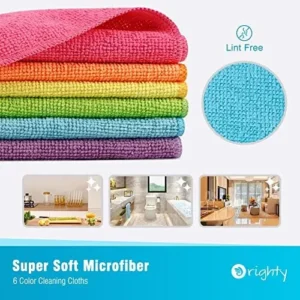 Orighty Microfiber Cleaning Cloths, Pack of 12, Highly Absorbent Cleaning Supplies, Lint Free Cloths for Multiple-use, Powerful Dust Removal Cleaning Rags for House, Kitchen, Car Care(12×12 inch)