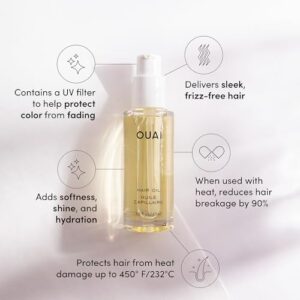 OUAI Hair Oil – Hair Heat Protectant Oil for Frizz Control – Adds Hair Shine and Smooths Split Ends – Color Safe Formula – Paraben, Phthalate and Sulfate Free (0.45 oz)