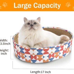 Oval Cat Scratcher Cardboard Bed Lounge Couch for Indoor Cats 2 in 1 Cat Scratch Pad Bowl Nest 17″x13.5″ Kitty Cat Scratching Board Pad Corrugated Lounge Cat Beds&Furniture Protector (Semicircle)