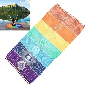 OYEFLY Rainbow Chakra Yoga Mat Sunscreen Shawl Hippy Boho Gypsy