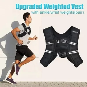 PACEARTH Weighted Vest with Ankle/Wrist Weights 6lbs-30lbs Body Weight Vest with Reflective Stripe, Size-Adjustable Workout Equipment for Strength Training, Walking, Jogging, Running for Men Women