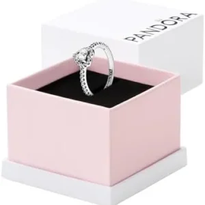 Pandora Elevated Heart Ring – Promise Ring for Women – Layering or Stackable Ring – Gift for Her – Sterling Silver with Clear Cubic Zirconia, With Gift Box