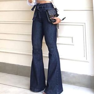 Pantete Womens High Waisted Bell Bottom Jeans Denim High Rise Flare Jean Pants with Wide Leg and Belt