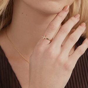 PAVOI 14K Gold Plated CZ Cross Ring | Eternity Promise Ring for Her | Infinity Wedding Band Ring