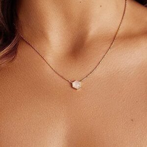 PAVOI 14K Gold Plated Gemstone Pendant Necklace | Dainty Chain Necklaces for Women | Amethyst, Green Fluorite, Labradorite, Rose Quartz Gemstone Pendants