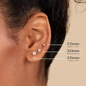 PAVOI 14K Gold Plated Solid 925 Sterling Silver Post Cubic Zirconia Stud Flat Back Earrings for Women | Cartilage Earring | Helix Piercing Jewelry | Small Stud Earrings for Women