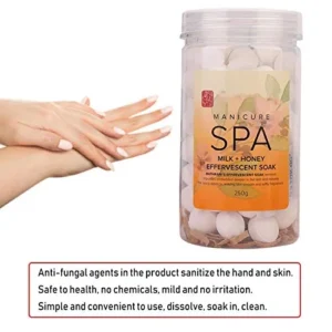 Pedicure Manicure Soak Tablet, Nail Manicure SPA Effervescent Soak Ball Remove Dead Skin Cuticles Moisturizing Hand Feet Care Tablets for Softening Skin Replenishing Moisture(02#Milk)