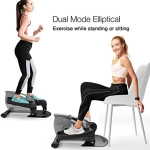 PERLECARE Under Desk Portable Elliptical Machine, Bike Pedal Exerciser with Adjustable Resistance & LCD Monitor, Non-Slip Quiet Elliptical Suitable for Gym Office Home – Model PCPE01