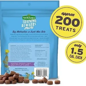 Pet Botanics Mini Training Rewards Soft & Chewy Dog Treats, Choice of Top Trainers, Cheddar 4 oz. Pouch