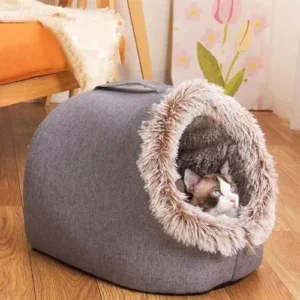 Pet House, Semi Enclosed Dog Bed Cave, Breathable Covered Cat House Bed, Cozy Pet Caves with Carrying Straps, Comfortable Warm Cat Hideaway Dog Bed for Cats Dogs Puppies Pets Bedroom Room Traveling