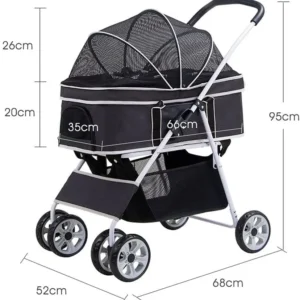 Pet Stroller for Small Dogs Folding 3 in 1 Strolling Cart for Cats 4 Wheels Travel Dog Stroller with Removable Carrier and Cats 50 Lbs