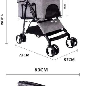 Pet Strollers for Small Dogs 3 in 1 Foldable Strolling Cart for Cats 4 Wheels Travel Dog Stroller with Removable Carrier and Cats 33LBS