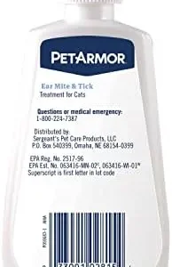 PetArmor Ear Mite Treatment for Cats, Ear Mite Medicine Kills Ticks and Ear Mites to Relieve Itchiness, Ear Mite Drops Sooths Ears with Aloe, 3oz