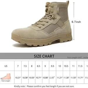 POLAR SOLDIER Men’s Tactical Work Boots 6 Inches/8 Inches Splashproof Durable Suede Hiking Outdoor Boots Breathable Military Combat Desert Boots