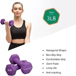 PONE FIRST Dumbbell Hand Weight Pairs – Neoprene Dumbbell Exercise & Fitness For Home Gym Equipment and Adjustable Dumbbell Sets–Non-Slip, Color Coded Hex Shaped Free Weights For Women,Men 2LB 3LB 5LB 8LB 10LB Pounds