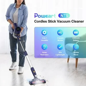 POWEART Cordless Vacuum Cleaner, 6-in-1 Multifunction Cordless Vacuum, 210W Powerful Vacuum Cleaner, 6 Cell 2200mAh Stick Vacuum Cordless Rechargeable for Home – Navy